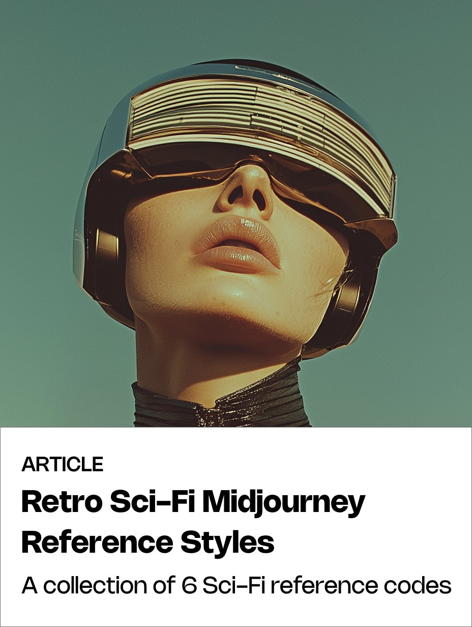 Retro Sci-Fi Midjourney Reference Styles A collection of 6 Sci-Fi reference codes